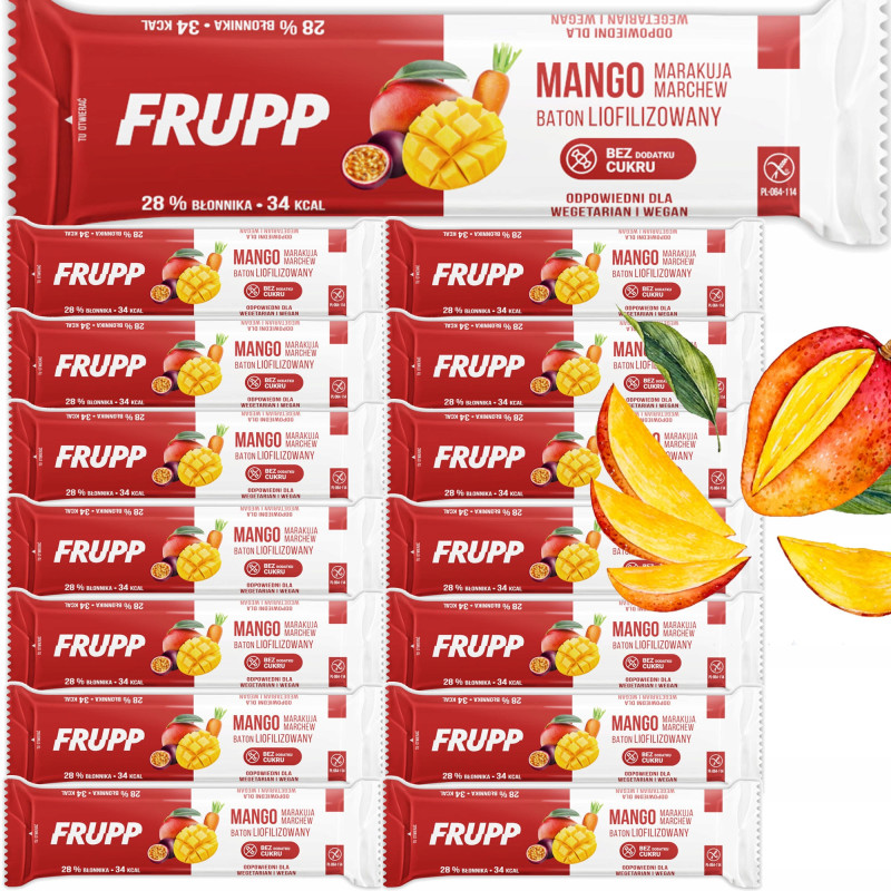FRUPP MANGO MARAKUJA BATON LIOFILIZOWANY bez cukru glutenu Celiko 10G x15