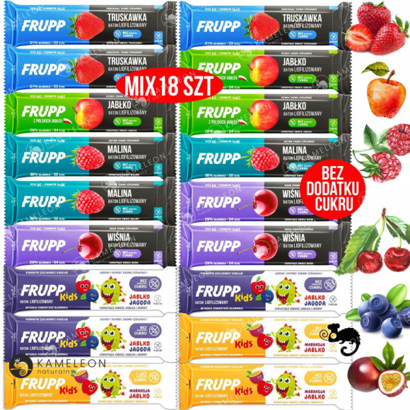 FRUPP wegański BATON LIOFILIZOWANY bez Cukru Glutenu CELIKO MIX SMAKÓW x18 FRUPP wegański BATON LIOFILIZOWANY bez Cukru Glutenu CELIKO MIX SMAKÓW x18