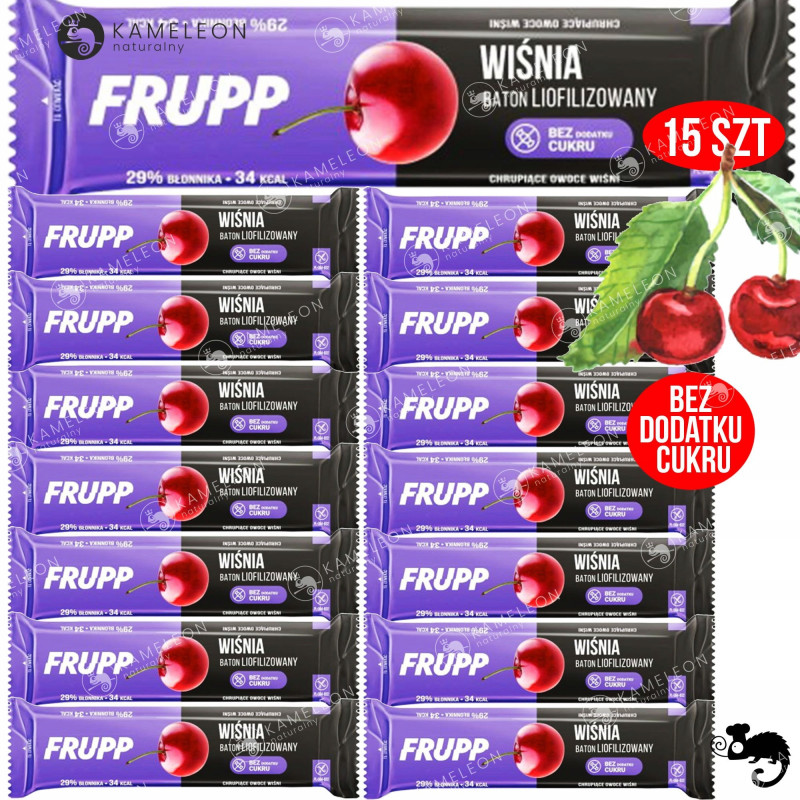 FRUPP WIŚNIA Wege BATON LIOFILIZOWANY bez cukru glutenu Celiko 10G x15 150G