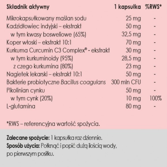 Yango Panaseus FORMUŁA NA JELITA maślan sodu bakterie