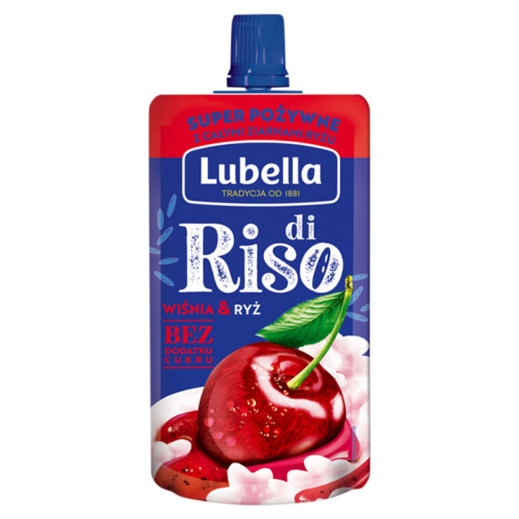 LUBELLA di RISO mus owocowy z ryżem bez cukru WIŚNIA RYŻ 100G LUBELLA di RISO mus owocowy z ryżem bez cukru WIŚNIA RYŻ 100G