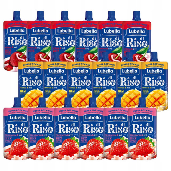 LUBELLA di RISO mus owocowy z ryżem bez cukru WIŚNIA RYŻ 100G LUBELLA di RISO mus owocowy z ryżem bez cukru WIŚNIA RYŻ 100G