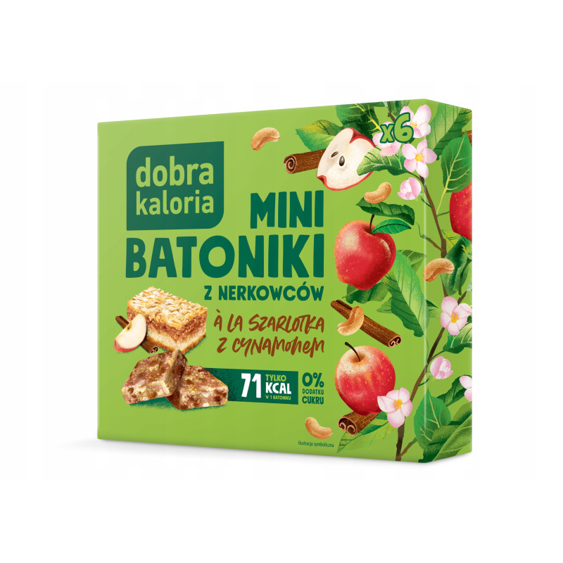 MINI BATONIKI z nerkowca SZARLOTKA Z CYNAMONEM bez CUKRU 6szt DOBRA KALORIA