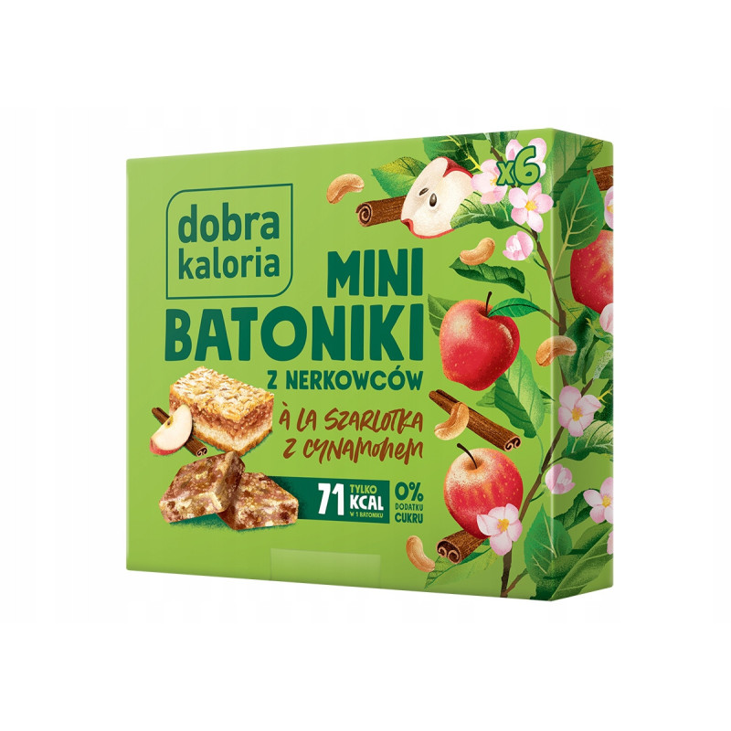 MINI BATONIKI z nerkowca SZARLOTKA Z CYNAMONEM bez CUKRU 6szt DOBRA KALORIA
