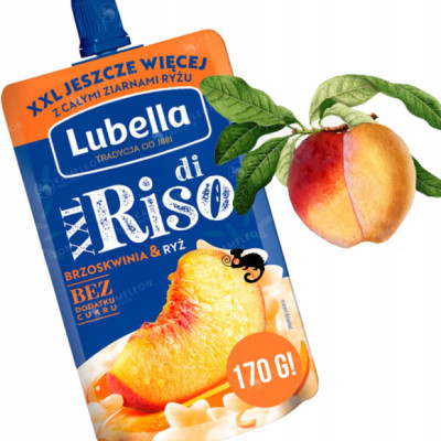 MUS OWOCOWY XXL - BRZOSKWINIA i RYŻ bez dodatku cukru 170g LUBELLA DI RISO