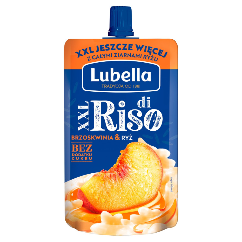 MUS OWOCOWY XXL - BRZOSKWINIA i RYŻ bez dodatku cukru 170g LUBELLA DI RISO