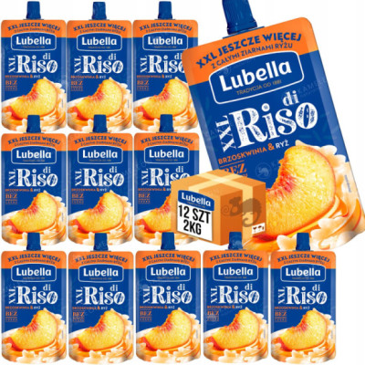 MUS OWOCOWY XXL BRZOSKWINIA i RYŻ bez cukru 170g x12 2KG! LUBELLA DI RISO