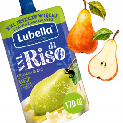 MUS OWOCOWY XXL smak GRUSZKA i RYŻ bez dodatku cukru 170g LUBELLA DI RISO