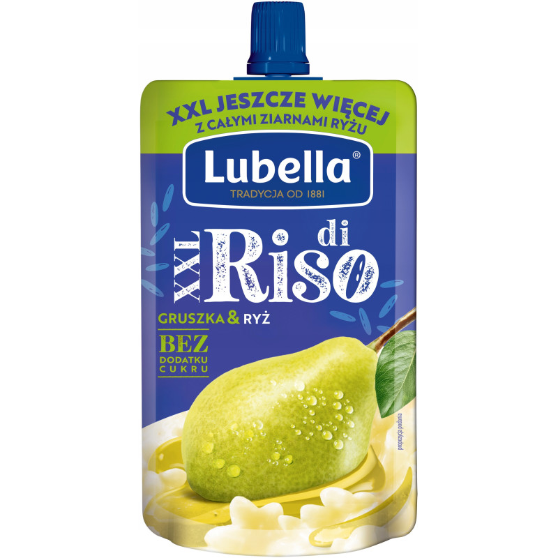 MUS OWOCOWY XXL smak GRUSZKA i RYŻ bez dodatku cukru 170g LUBELLA DI RISO