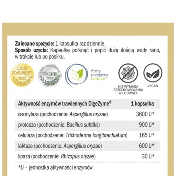 Yango ENZYMY TRAWIENNE amylaza laktaza wsparcie PRAWIDŁOWE