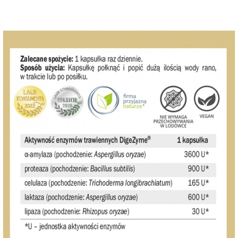 Yango ENZYMY TRAWIENNE amylaza laktaza wsparcie PRAWIDŁOWE