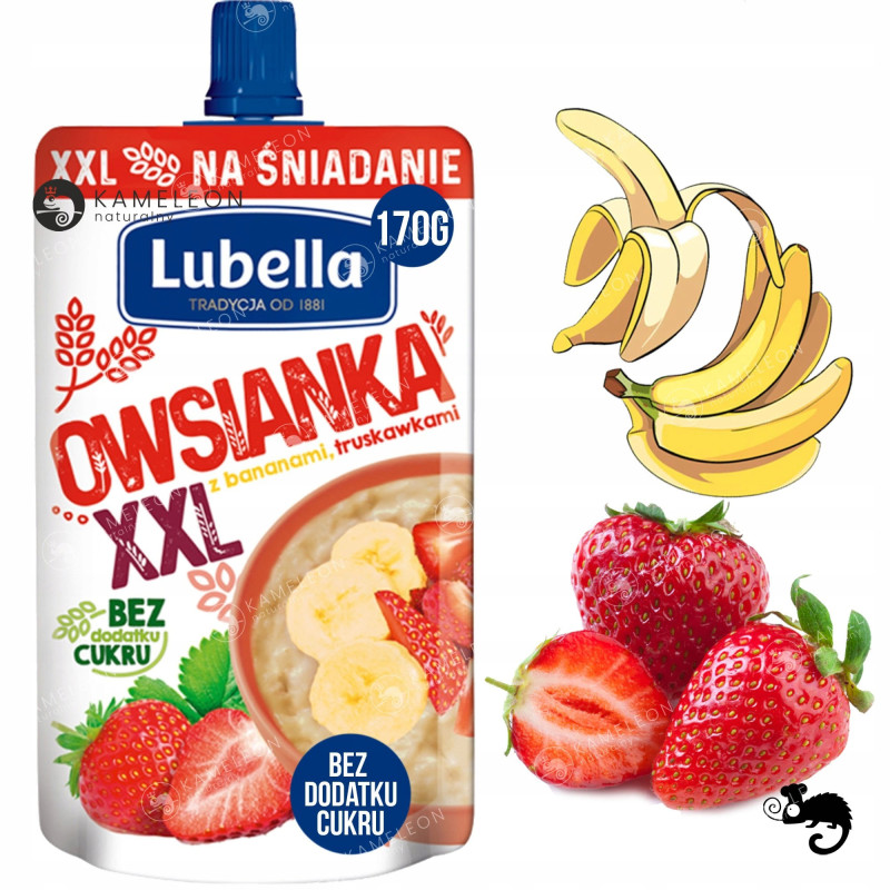 OWSIANKA XXL Z BANANAMI TRUSKAWKAMI BANAN TRUSKAWKA bez cukru 170g LUBELLA