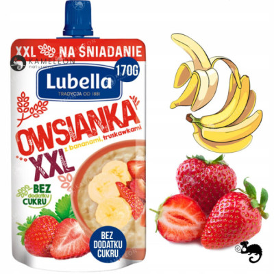 OWSIANKA XXL Z BANANAMI TRUSKAWKAMI BANAN TRUSKAWKA bez cukru 170g LUBELLA
