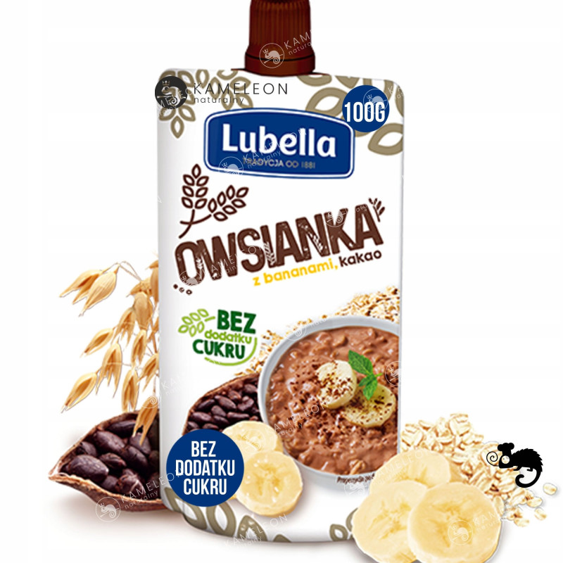 OWSIANKA Z BANANAMI i KAKAO 100g LUBELLA Pożywna Przekąska Bez Cukru