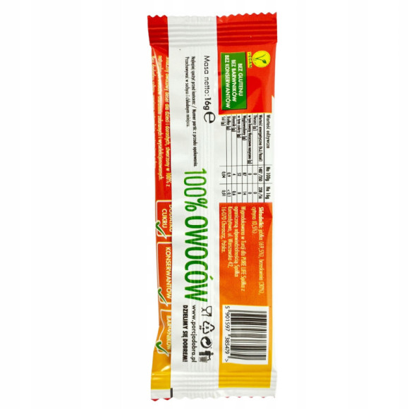 PORCJA DOBRA PRZEKĄSKA 100% OWOCÓW listki MIX SMAKÓW 6x8 48szt x16G 0,77KG PORCJA DOBRA PRZEKĄSKA 100% OWOCÓW listki MIX SMAKÓW 6x8 48szt x16G 0,77KG