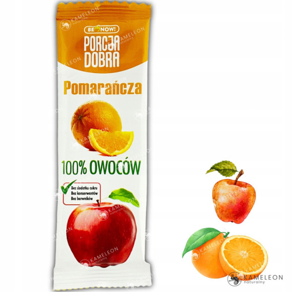 PORCJA DOBRA PRZEKĄSKA owocowa 100% owoce listek JABŁKO POMARAŃCZA 16g x1
