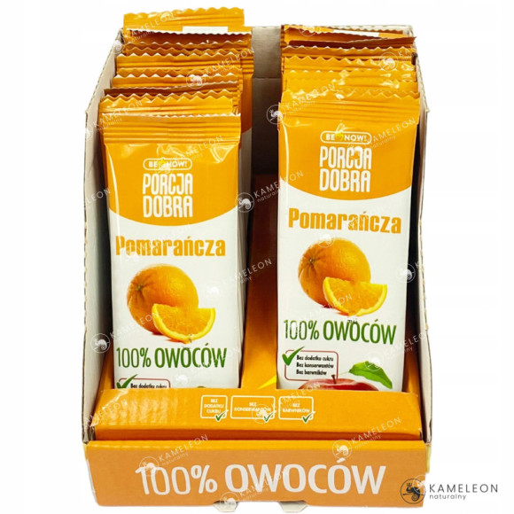 PORCJA DOBRA PRZEKĄSKA owocowa 100% owoce listek JABŁKO POMARAŃCZA 16g x1