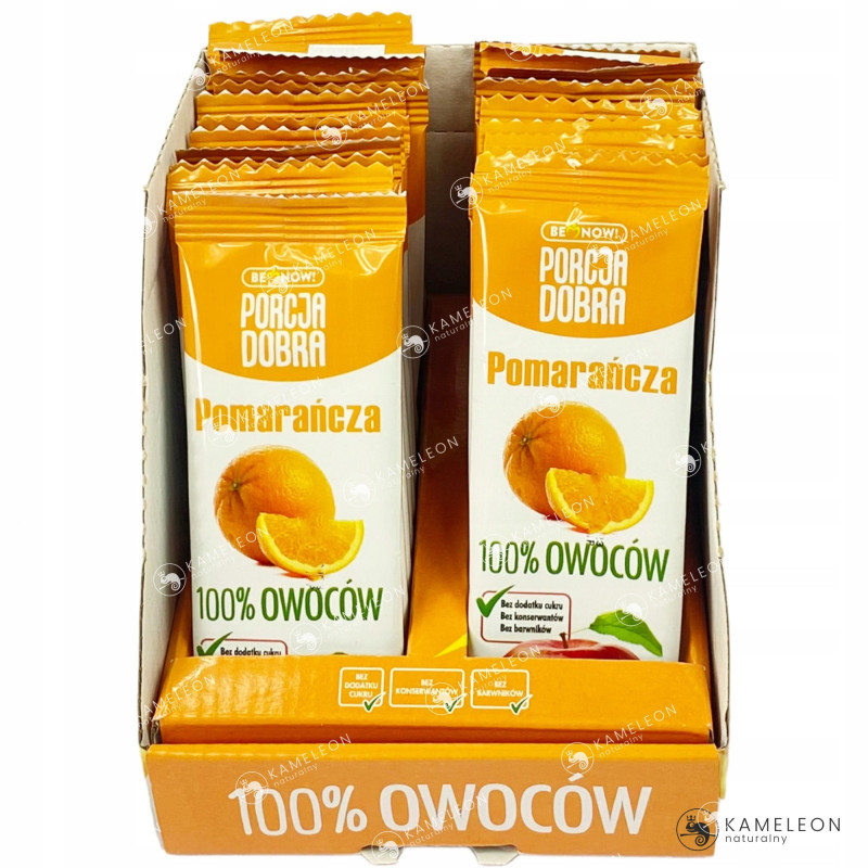 PORCJA DOBRA PRZEKĄSKA owocowa 100% owoce listek JABŁKO POMARAŃCZA 16g x1