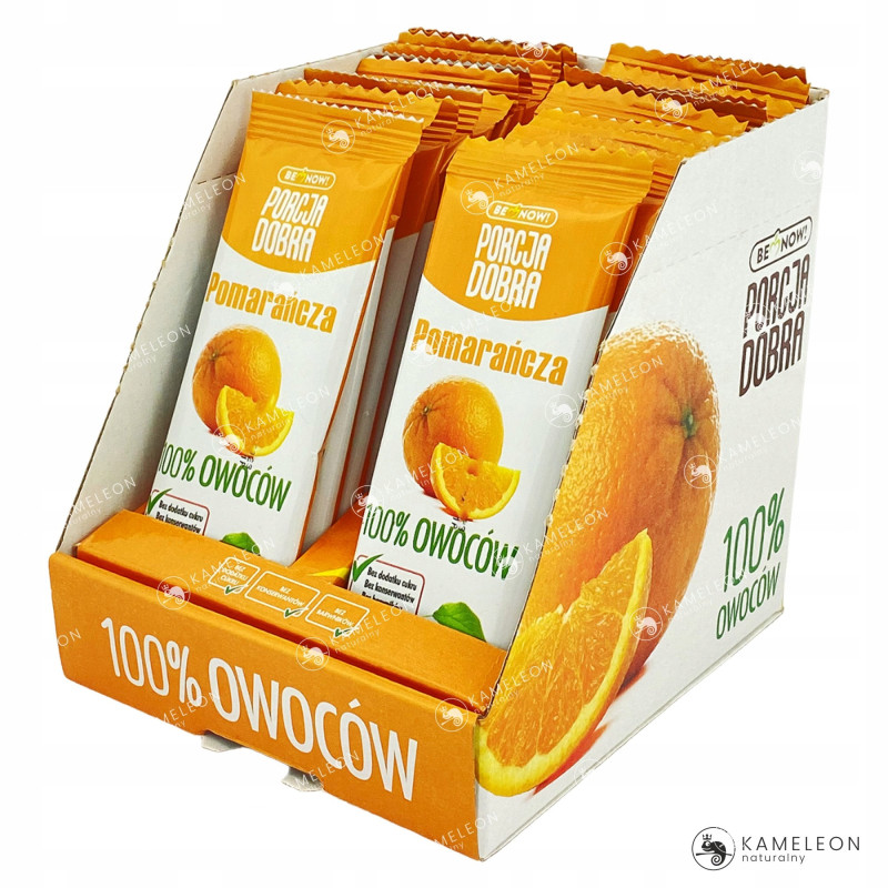 PORCJA DOBRA PRZEKĄSKA owocowa 100% owoce listek JABŁKO POMARAŃCZA 16g x1