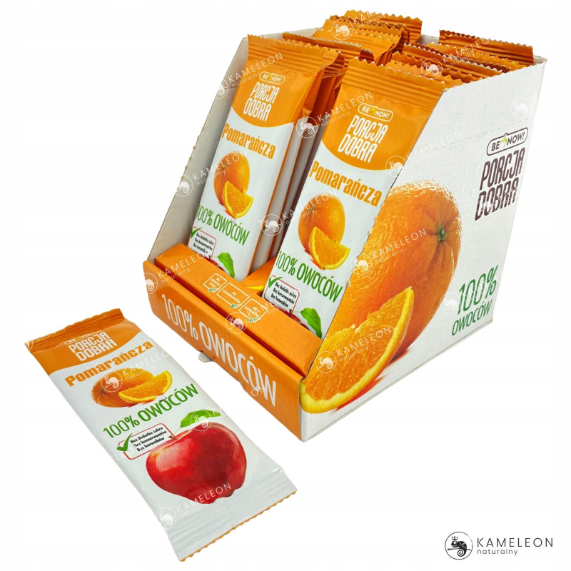 PORCJA DOBRA PRZEKĄSKA owocowa 100% owoce listek JABŁKO POMARAŃCZA 16g x1