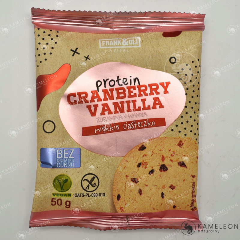 FRANK&OLI PROTEINOWE CIASTECZKO ŻURAWINA WANILIA 4x50G 200G bez cukru glutenu