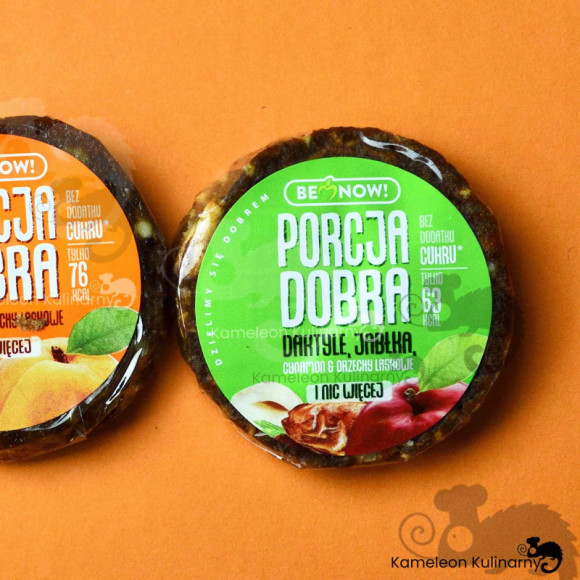 PORCJA DOBRA PRZEKĄSKA OWOCOWO-ORZECHOWA daktyl jabłko orzechy cynamon 20g PORCJA DOBRA PRZEKĄSKA OWOCOWO-ORZECHOWA daktyl jabłko orzechy cynamon 20g