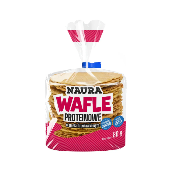 NAURA WAFLE PROTEINOWE OWSIANO-PSZENNE O SMAKU TRUSKAWKOWYM