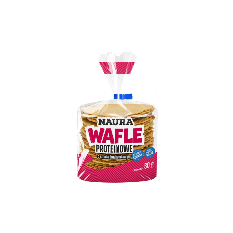 NAURA WAFLE PROTEINOWE OWSIANO-PSZENNE O SMAKU TRUSKAWKOWYM