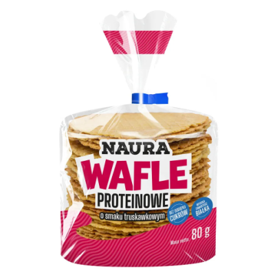 NAURA WAFLE PROTEINOWE OWSIANO-PSZENNE O SMAKU TRUSKAWKOWYM