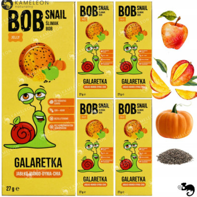 ŚLIMAK BOB GALARETKA przekąska owocowa JABŁKO MANGO DYNIA CHIA 27g x5 135G