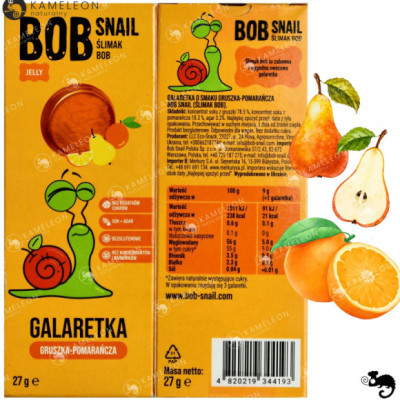 ŚLIMAK BOB JELLY GALARETKA przekąska owocowa GRUSZKA POMARAŃCZA 27g
