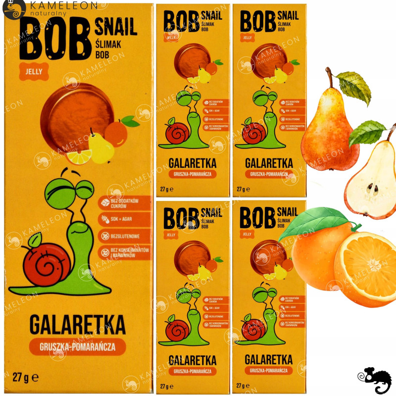 ŚLIMAK BOB JELLY GALARETKA przekąska owocowa GRUSZKA POMARAŃCZA 27g x5 135G