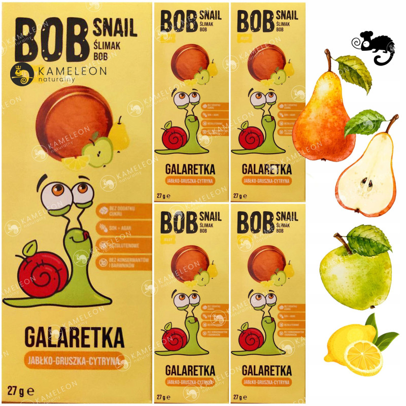 ŚLIMAK BOB PRZEKĄSKA GALARETKA OWOCOWA Jelly JABŁKO GRUSZKA CYTRYNA 27g