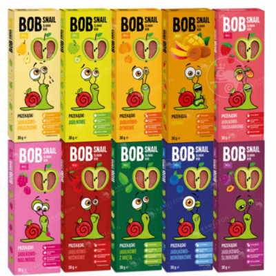 ŚLIMAK BOB SNAIL owocowa przekąska bez dod cukru 30G MIX SMAKÓW 10szt 0,3KG