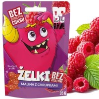 BE RAW KIDS żelki bez cukru żelatyny MALINA z CHRUPKAMI