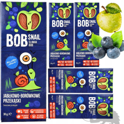 ŚLIMAK BOB SNAIL PRZEKĄSKA bez cukru glutenu JABŁKO-BORÓWKA 30G 5szt 150G