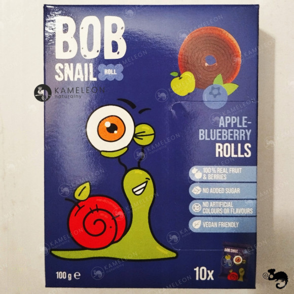 ŚLIMAK BOB SNAIL przekąska BEZ CUKRU JABŁKO BORÓWKA 10g x40 100G x4 0,4KG ŚLIMAK BOB SNAIL przekąska BEZ CUKRU JABŁKO BORÓWKA 10g x40 100G x4 0,4KG