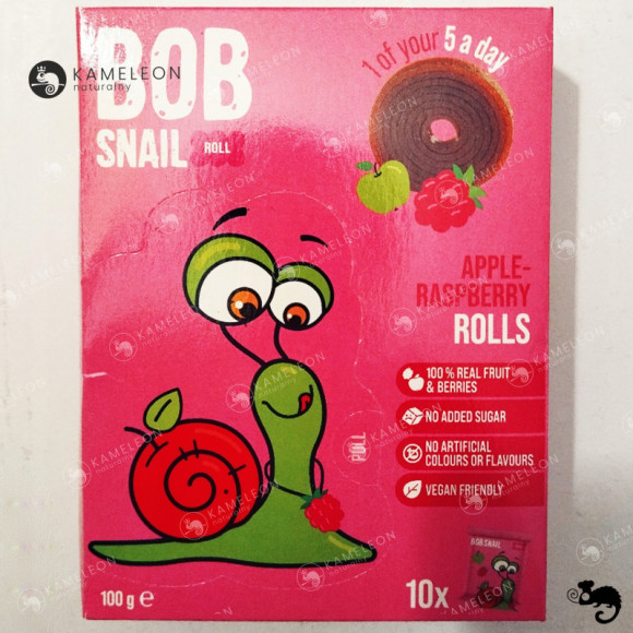 ŚLIMAK BOB SNAIL przekąska BEZ CUKRU JABŁKO MALINA 10g x40szt 100G x4 0,4KG ŚLIMAK BOB SNAIL przekąska BEZ CUKRU JABŁKO MALINA 10g x40szt 100G x4 0,4KG