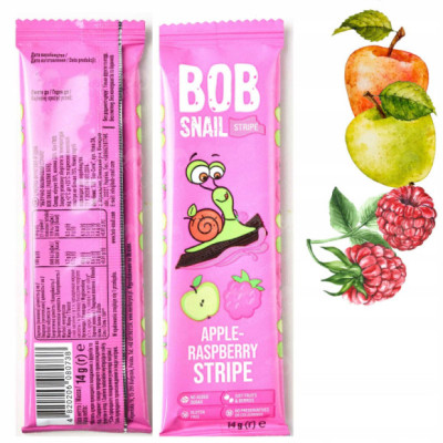 ŚLIMAK BOB SNAIL PRZEKĄSKA bez cukru JABŁKOWO-MALINOWA Jabłko Malina 14G