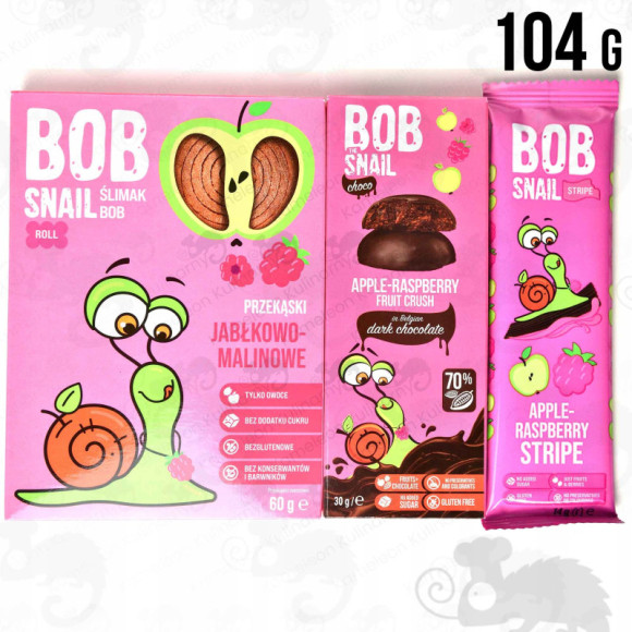 ŚLIMAK BOB SNAIL PRZEKĄSKA bez cukru JABŁKOWO-MALINOWA Jabłko Malina 14G ŚLIMAK BOB SNAIL PRZEKĄSKA bez cukru JABŁKOWO-MALINOWA Jabłko Malina 14G