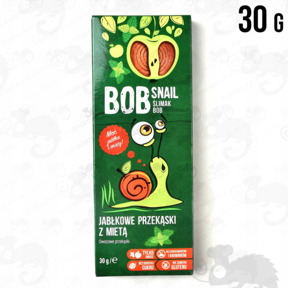 ŚLIMAK BOB SNAIL PRZEKĄSKA JABŁKOWO-MIĘTOWA jabłko Mięta bez cukru 30G ŚLIMAK BOB SNAIL PRZEKĄSKA JABŁKOWO-MIĘTOWA jabłko Mięta bez cukru 30G