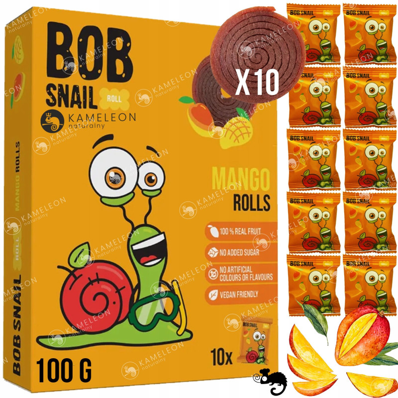 ŚLIMAK BOB SNAIL przekąska mix MANGO MALINA BORÓWKA 10gx30szt 100g x3 0,3KG