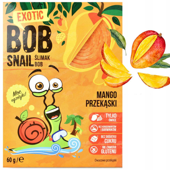 ŚLIMAK BOB SNAIL PRZEKĄSKA OWOCOWA 100% MANGO 60g ŚLIMAK BOB SNAIL PRZEKĄSKA OWOCOWA 100% MANGO 60g