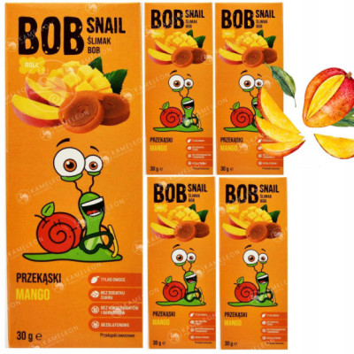 ŚLIMAK BOB SNAIL przekąska owocowa bez cukru glutenu MANGO 30x5 150G