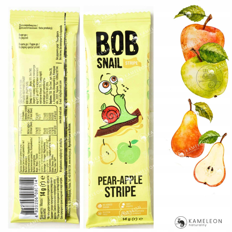 ŚLIMAK BOB SNAIL PRZEKĄSKA OWOCOWA bez cukru glutenu MIX SMAKÓW 14G x 8szt