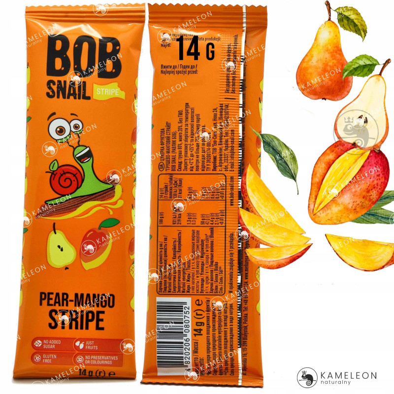 ŚLIMAK BOB SNAIL PRZEKĄSKA OWOCOWA bez cukru glutenu MIX SMAKÓW 14G x 8szt