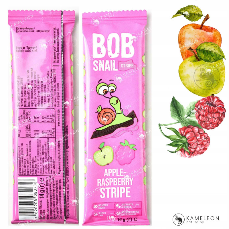 ŚLIMAK BOB SNAIL PRZEKĄSKA OWOCOWA bez cukru glutenu MIX SMAKÓW 14G x 8szt
