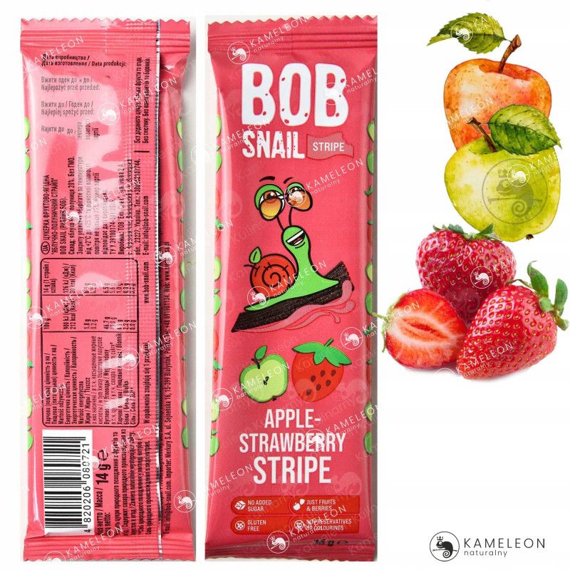ŚLIMAK BOB SNAIL PRZEKĄSKA OWOCOWA bez cukru glutenu MIX SMAKÓW 14G x 8szt