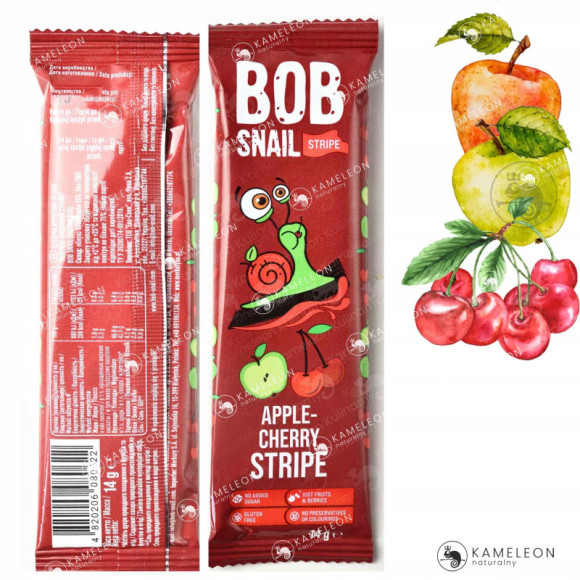ŚLIMAK BOB SNAIL PRZEKĄSKA OWOCOWA bez cukru glutenu MIX SMAKÓW 14G x 8szt