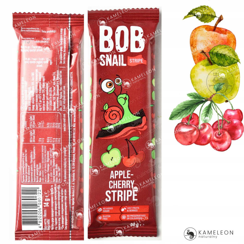ŚLIMAK BOB SNAIL PRZEKĄSKA OWOCOWA bez cukru glutenu MIX SMAKÓW 14G x 8szt
